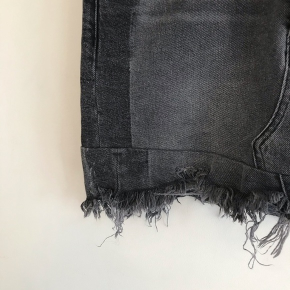 Hidden Black Denim Raw Hem Mini Skirt - Picture 3 of 6